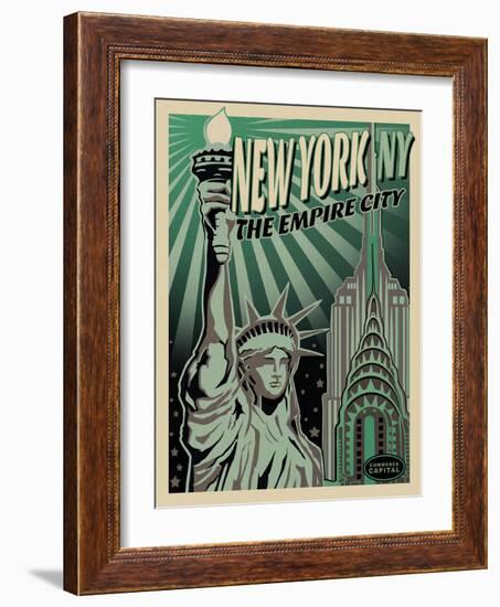 LADY LIBERTY-Old Red Truck-Framed Giclee Print