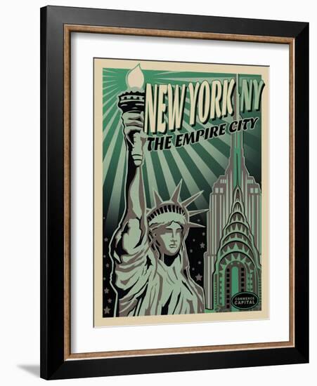 LADY LIBERTY-Old Red Truck-Framed Giclee Print