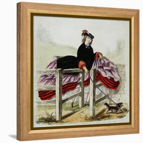 Lady Negotiates a Gate Hand-Colored Print-W.H.J. Carter-Framed Premier Image Canvas