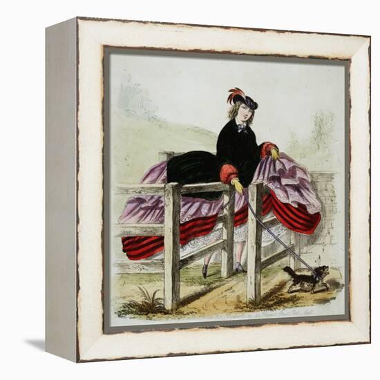 Lady Negotiates a Gate Hand-Colored Print-W.H.J. Carter-Framed Premier Image Canvas