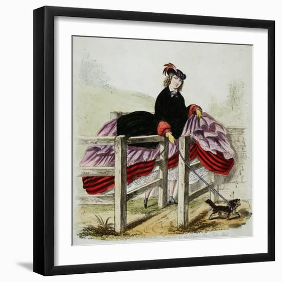 Lady Negotiates a Gate Hand-Colored Print-W.H.J. Carter-Framed Giclee Print