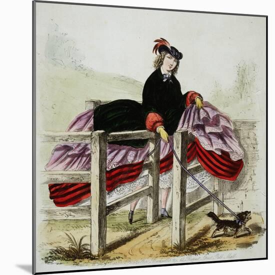 Lady Negotiates a Gate Hand-Colored Print-W.H.J. Carter-Mounted Giclee Print