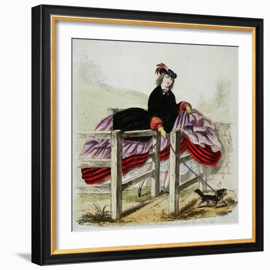 Lady Negotiates a Gate Hand-Colored Print-W.H.J. Carter-Framed Giclee Print