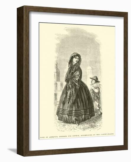 Lady of Arequipa Dressed for Church, Accompanied by Her Carpet-Bearer-Édouard Riou-Framed Giclee Print