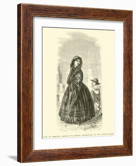 Lady of Arequipa Dressed for Church, Accompanied by Her Carpet-Bearer-Édouard Riou-Framed Giclee Print