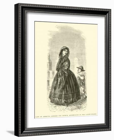 Lady of Arequipa Dressed for Church, Accompanied by Her Carpet-Bearer-Édouard Riou-Framed Giclee Print