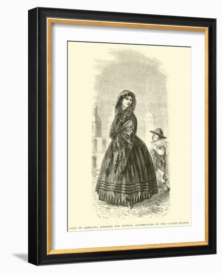 Lady of Arequipa Dressed for Church, Accompanied by Her Carpet-Bearer-Édouard Riou-Framed Giclee Print