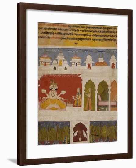 Lady on a Terrace Offers the Ancient Vedic Ritual Sacrifice to Brahma circa 1725-null-Framed Giclee Print
