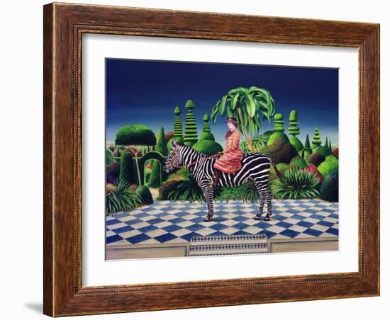 Lady on a Zebra, 1981 (Acrylic on Board)-Anthony Southcombe-Framed Giclee Print