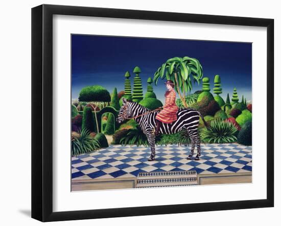 Lady on a Zebra, 1981 (Acrylic on Board)-Anthony Southcombe-Framed Giclee Print