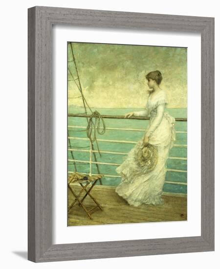 Lady on the Deck of a Ship-French School-Framed Giclee Print