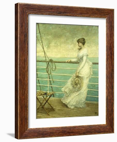 Lady on the Deck of a Ship-French School-Framed Giclee Print