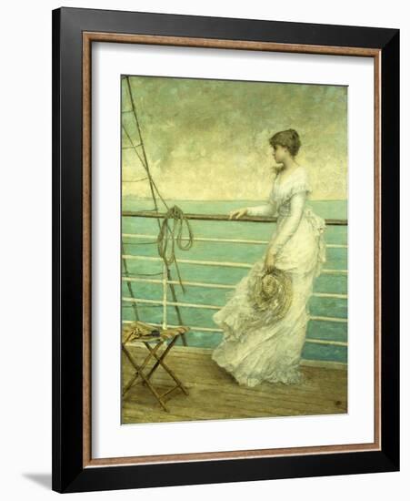 Lady on the Deck of a Ship-French School-Framed Giclee Print