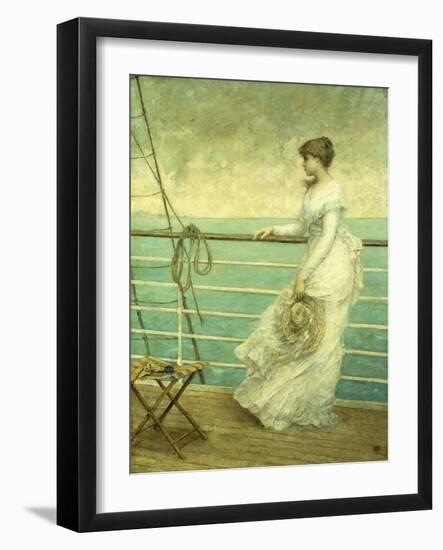 Lady on the Deck of a Ship-French School-Framed Giclee Print