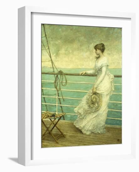 Lady on the Deck of a Ship-French School-Framed Giclee Print