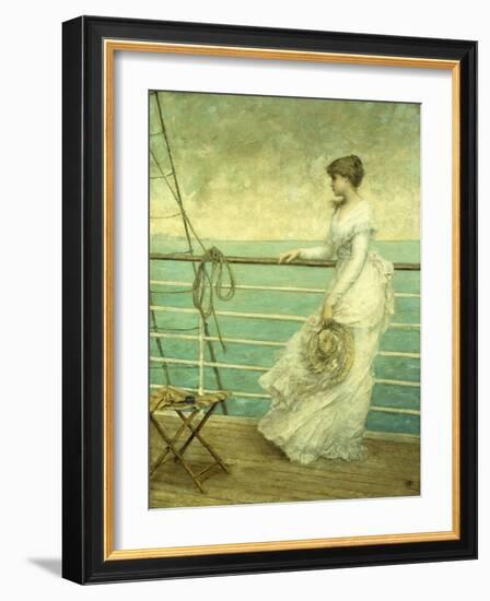 Lady on the Deck of a Ship-French School-Framed Giclee Print