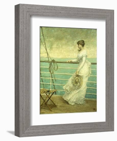 Lady on the Deck of a Ship-French School-Framed Giclee Print