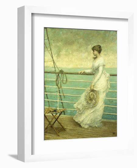 Lady on the Deck of a Ship-French School-Framed Giclee Print