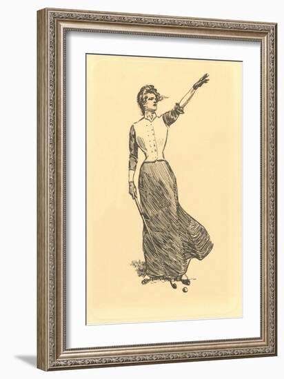 Lady on Windy Golf Course-null-Framed Art Print