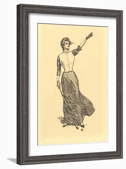 Lady on Windy Golf Course-null-Framed Art Print