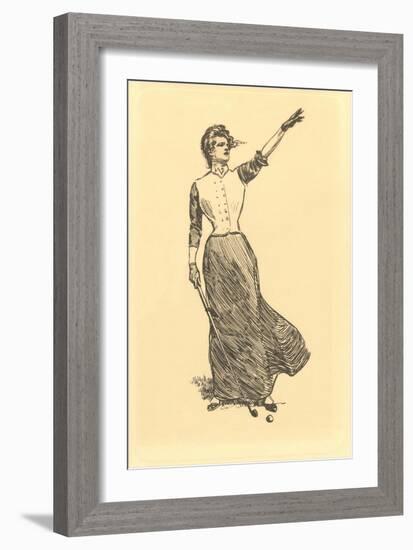 Lady on Windy Golf Course-null-Framed Art Print