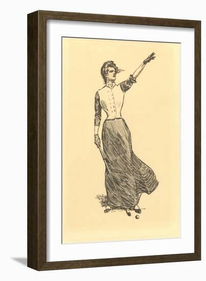 Lady on Windy Golf Course-null-Framed Art Print