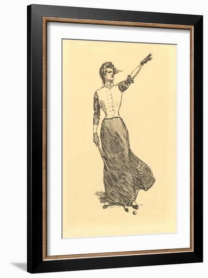 Lady on Windy Golf Course-null-Framed Art Print