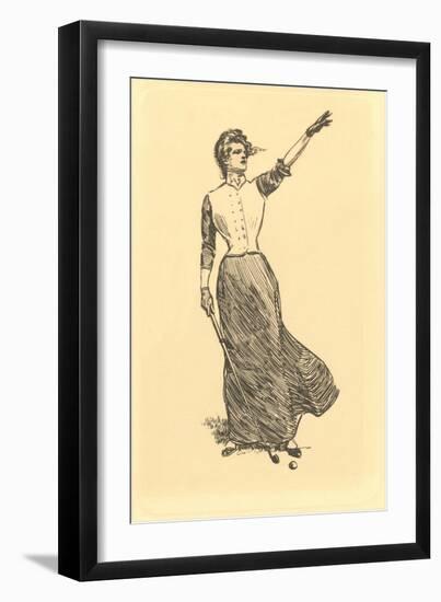 Lady on Windy Golf Course-null-Framed Art Print