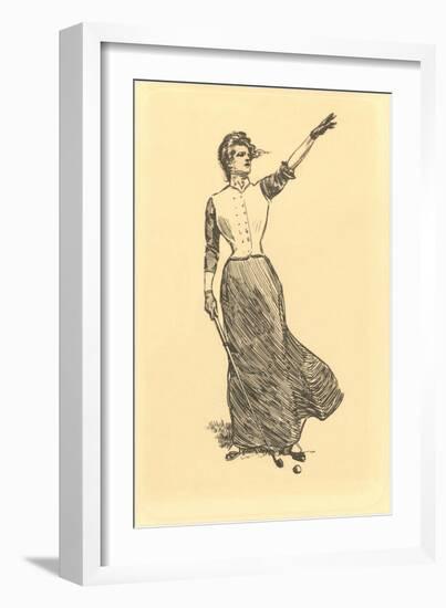 Lady on Windy Golf Course-null-Framed Art Print