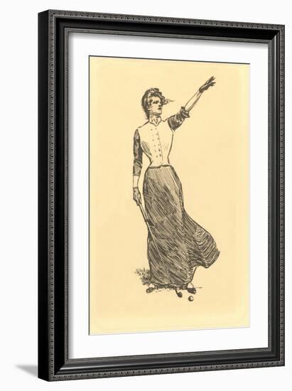 Lady on Windy Golf Course-null-Framed Art Print