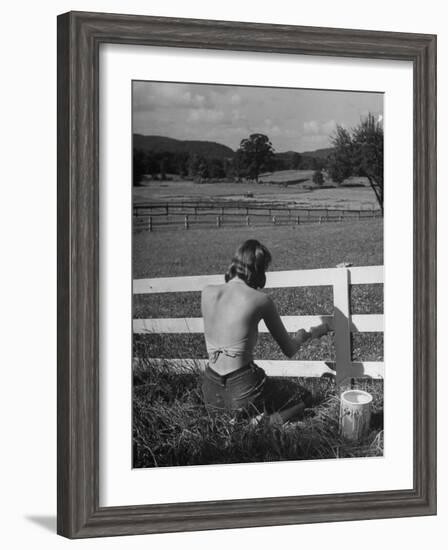Lady Painting the Fence-Nina Leen-Framed Photographic Print