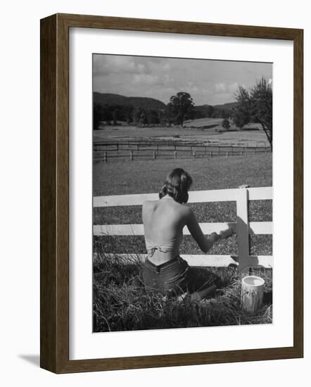 Lady Painting the Fence-Nina Leen-Framed Photographic Print