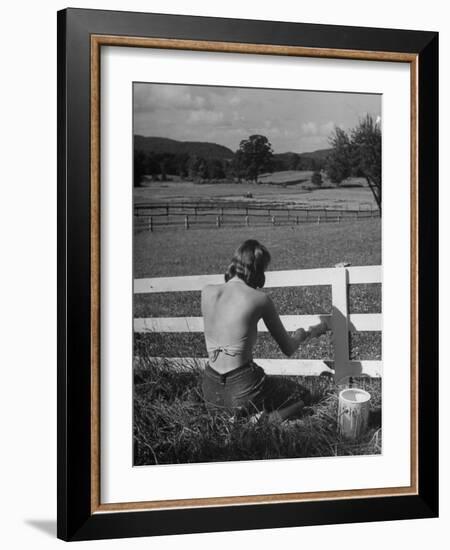 Lady Painting the Fence-Nina Leen-Framed Photographic Print