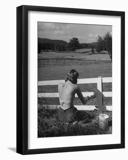 Lady Painting the Fence-Nina Leen-Framed Photographic Print