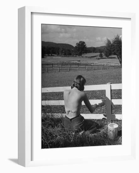 Lady Painting the Fence-Nina Leen-Framed Photographic Print