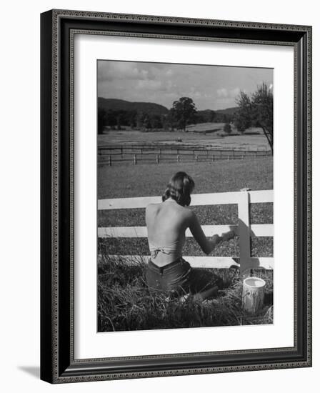 Lady Painting the Fence-Nina Leen-Framed Photographic Print