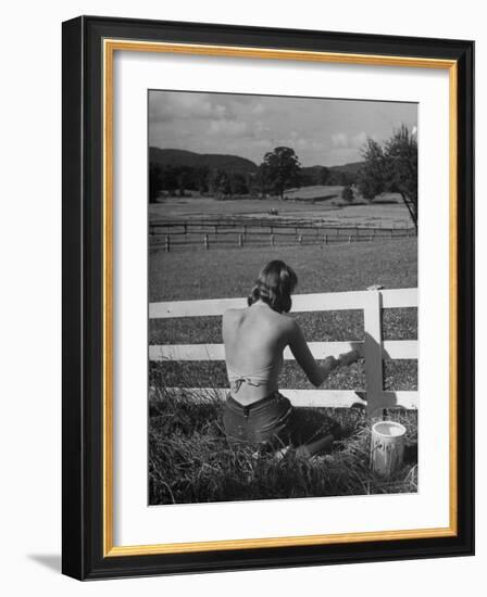 Lady Painting the Fence-Nina Leen-Framed Photographic Print