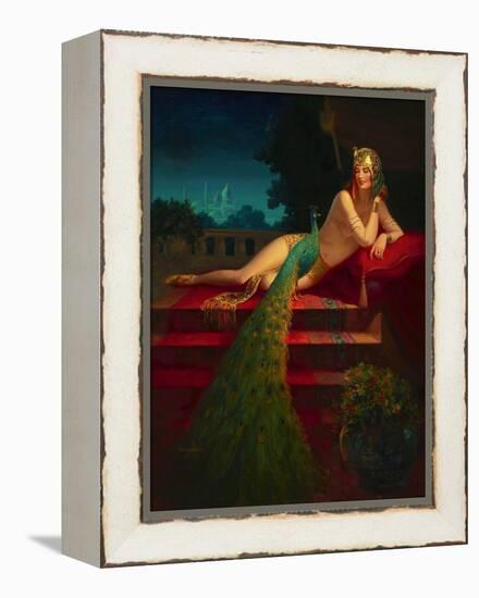 Lady & Peacock-Edward Eggleston-Framed Stretched Canvas