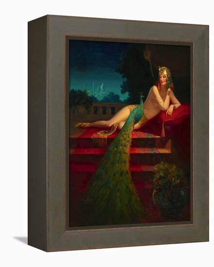 Lady & Peacock-Edward Eggleston-Framed Stretched Canvas