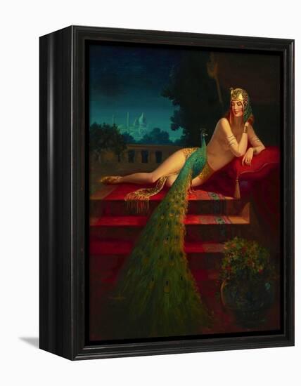 Lady & Peacock-Edward Eggleston-Framed Stretched Canvas