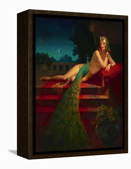 Lady & Peacock-Edward Eggleston-Framed Stretched Canvas