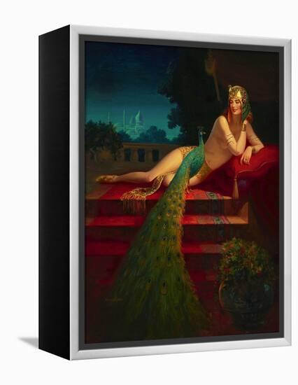 Lady & Peacock-Edward Eggleston-Framed Stretched Canvas