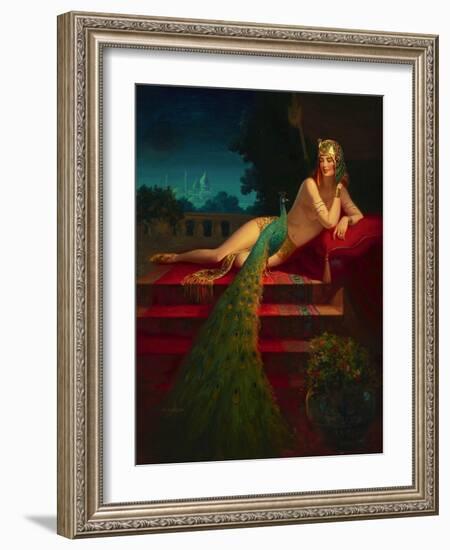 Lady & Peacock-Edward Eggleston-Framed Art Print
