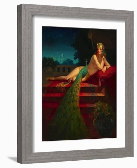 Lady & Peacock-Edward Eggleston-Framed Art Print