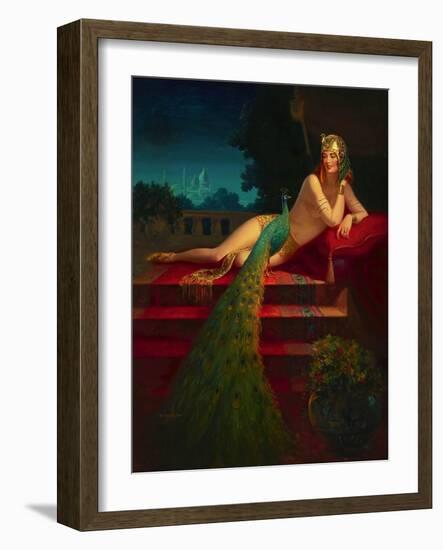 Lady & Peacock-Edward Eggleston-Framed Art Print