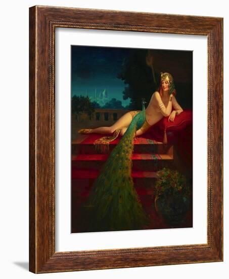 Lady & Peacock-Edward Eggleston-Framed Art Print