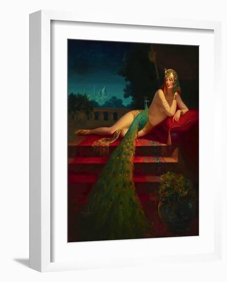 Lady & Peacock-Edward Eggleston-Framed Art Print