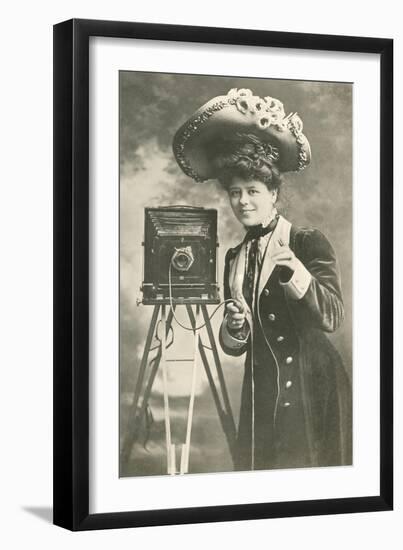 Lady Photographer in Picture Hat-null-Framed Art Print