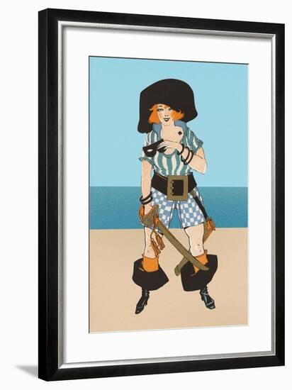 Lady Pirate with Tattoo-null-Framed Art Print