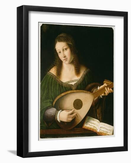Lady Playing a Lute, c.1530-Bartolomeo Veneto-Framed Giclee Print